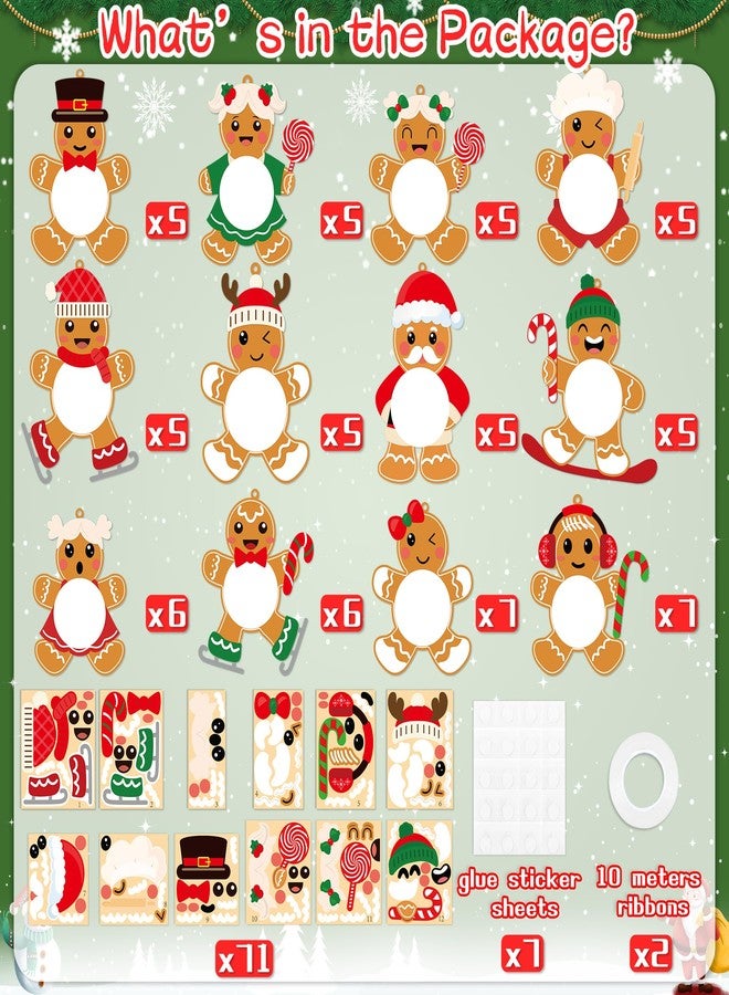 Moon Boat 66 Sets Christmas Crafts Gingerbread DIY Picture Frame Ornaments Making Kit Xmas Tree Holiday Home Party Decor - Image 3